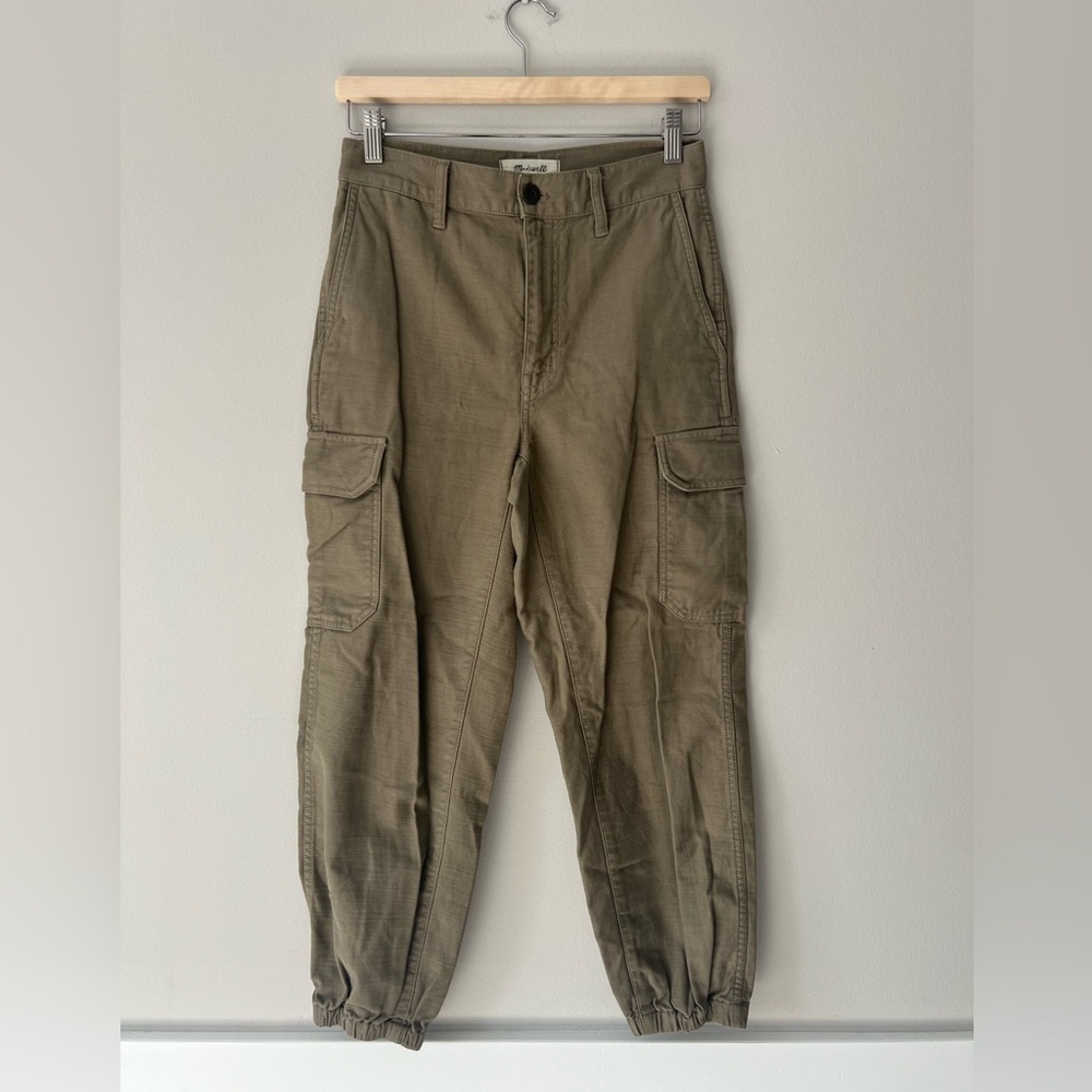 Madewell High Rise Cargo Fatigue Jogger Pants Women’s Size 24 Olive 100% Cotton